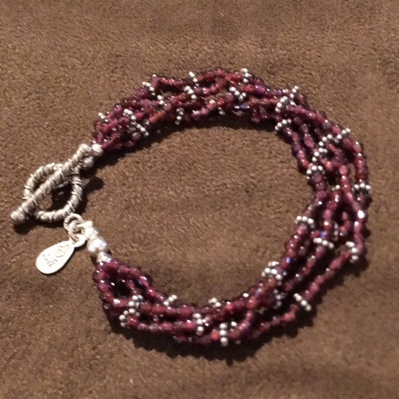 Garnet Beads and SS Toggle Closure Bracelet - Picture 2 of 5